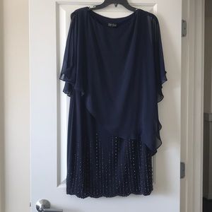 Beaded Navy Cocktail Dress